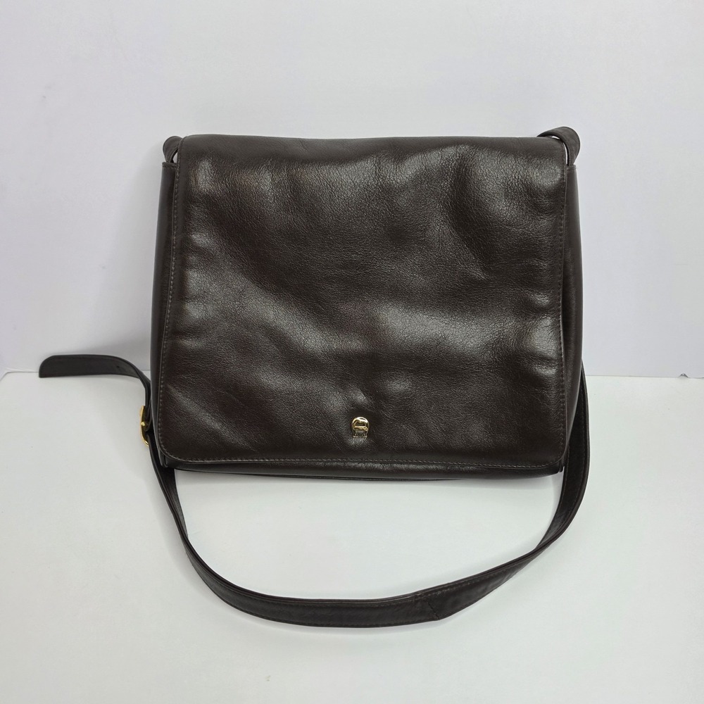 Vintage Etienne Aigner Purse Genuine Leather Purse 10" X 9.5" X 2" Magnetic...